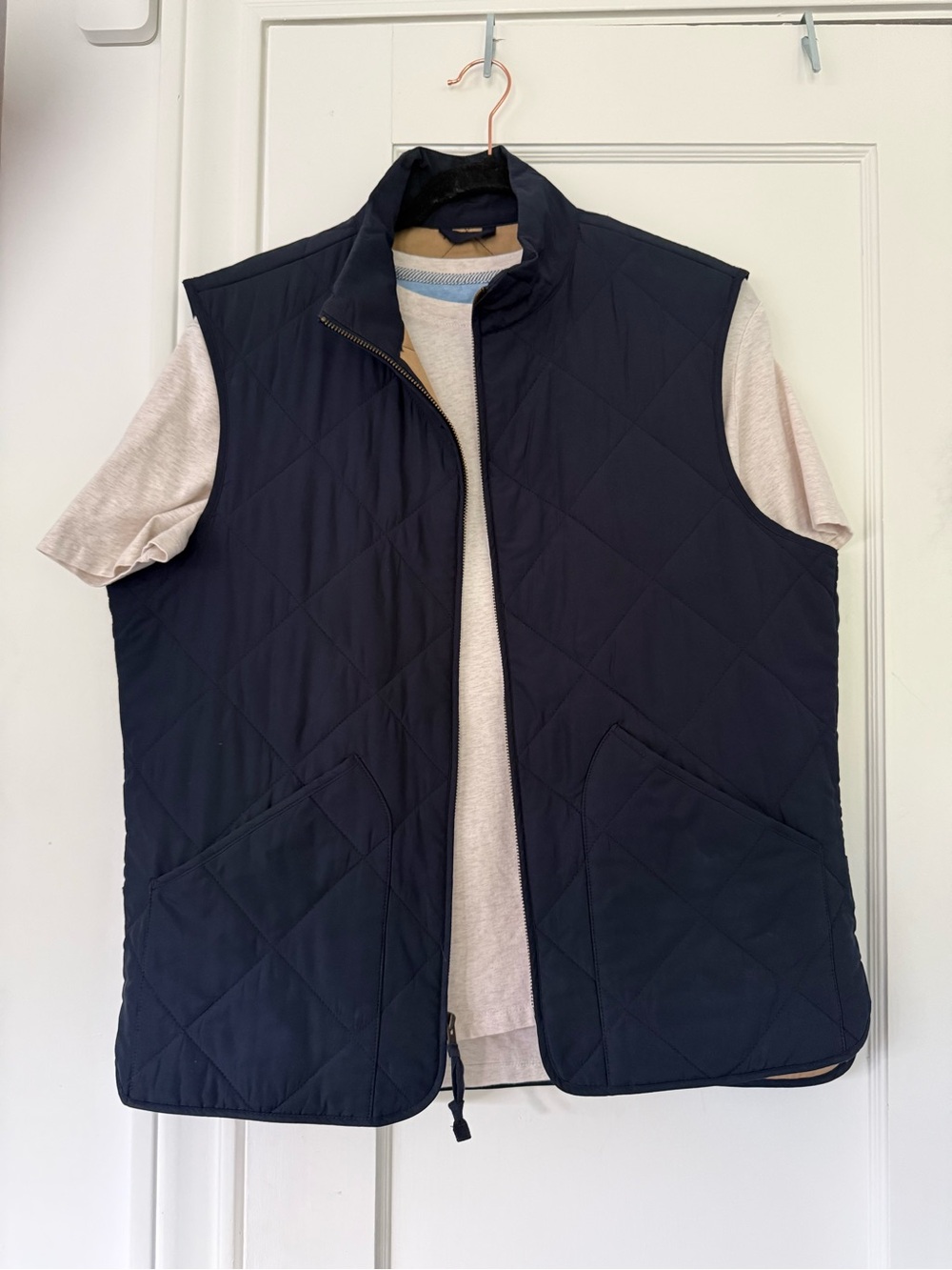 J. Crew Factory Men's Quilted Navy Zip-Up Vest (Bonus: Tahari Shirt Incl) - Med